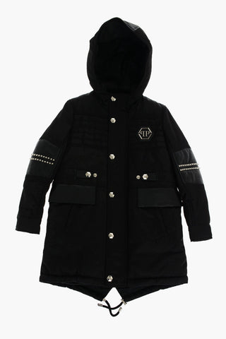 letaher details ALVAR parka with silver studs