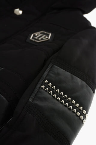 letaher details ALVAR parka with silver studs