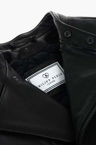 EST.1978 leather STATEMENT biker with removable hood