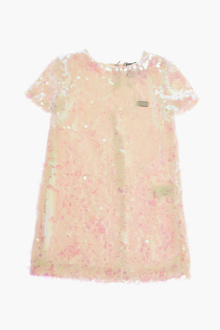 EST.1978 sequined short sleeve dress with zip closure on the back