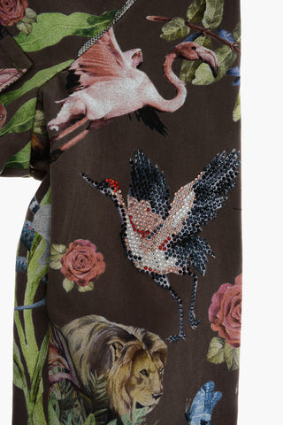 printed ALOHA utility jacket with hidden closure