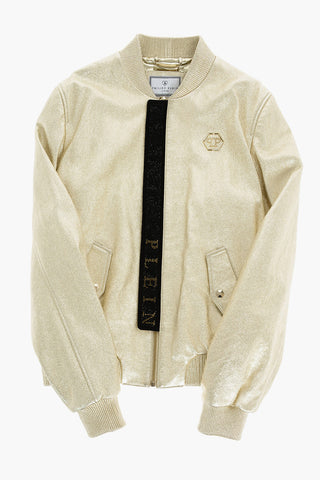 metallic leather KEREN bomber with hidden closure
