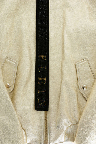 metallic leather KEREN bomber with hidden closure