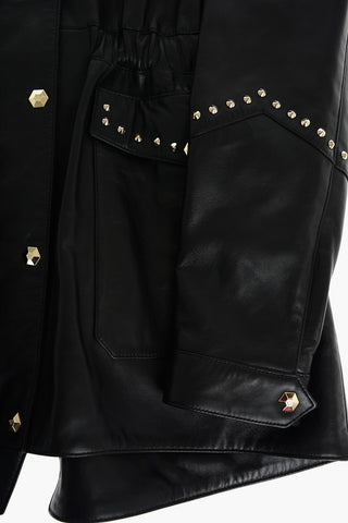 leather HELEN parka with detachable real fur trim