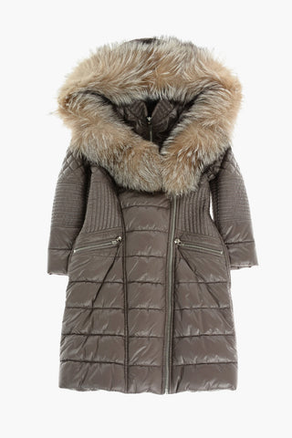 quilted down jacket with real fur detail