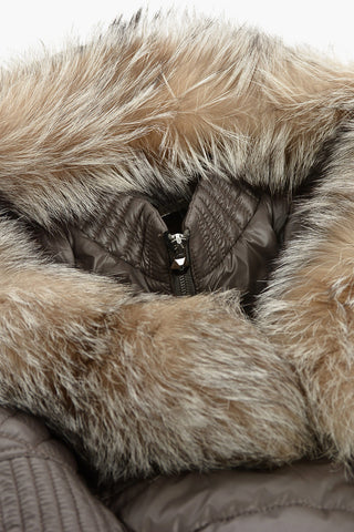 quilted down jacket with real fur detail