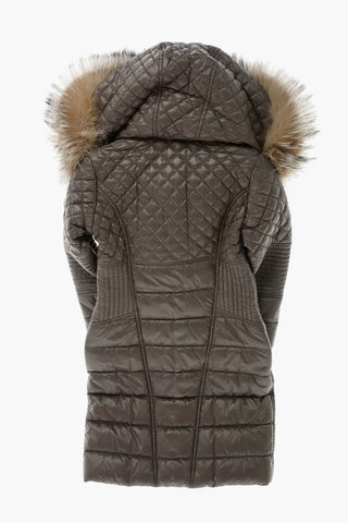 quilted down jacket with real fur detail