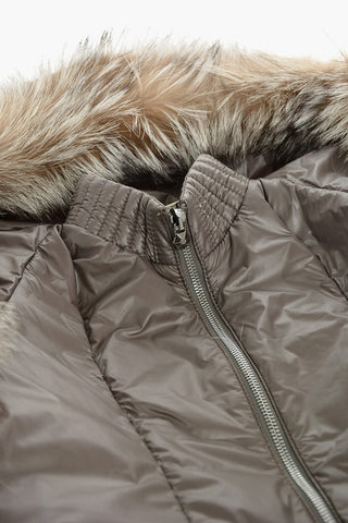 quilted down jacket with real fur detail