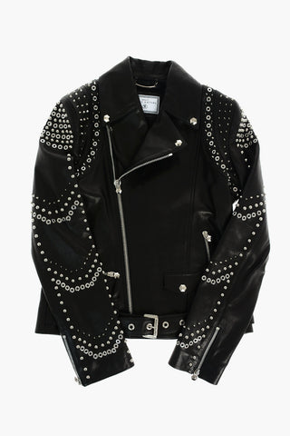 studded leather biker jacket