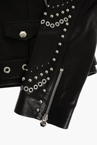 studded leather biker jacket