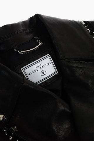studded leather biker jacket