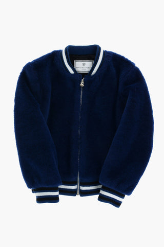bomber GOTHIC in ecopelliccia con righe a contrasto