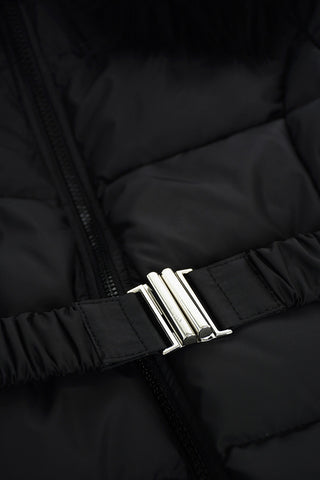 down jacket with removable hood and real fur detail