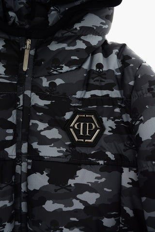 Camouflage STATEMENT puffer jacket with zip closure