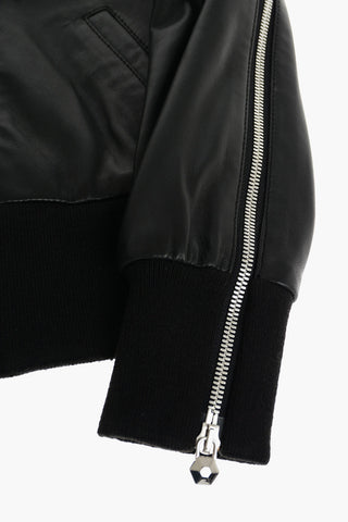 leather jacket with zip detail on the sleeve