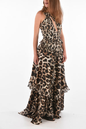 Langes One-Shoulder-Kleid MACULATE mit Volants