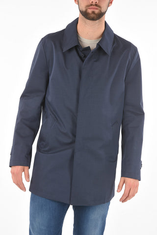 Virgin Wool Cotton Silk Trench with Slanted Pockets