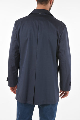 Virgin Wool Cotton Silk Trench with Slanted Pockets