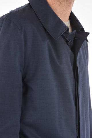 Virgin Wool Cotton Silk Trench with Slanted Pockets