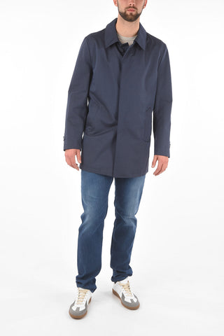 Virgin Wool Cotton Silk Trench with Slanted Pockets
