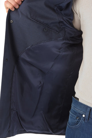 Virgin Wool Cotton Silk Trench with Slanted Pockets