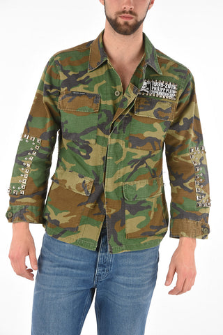 Studded Camouflage EST.1978 Utility Jacket with Hidden Closure