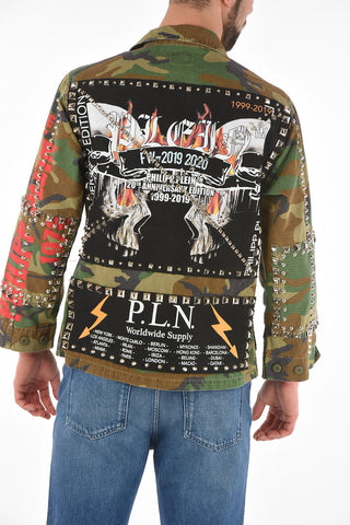 Studded Camouflage EST.1978 Utility Jacket with Hidden Closure
