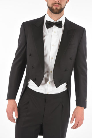 virgin wool center vent peak lapel MANTUA double breasted tail-coat