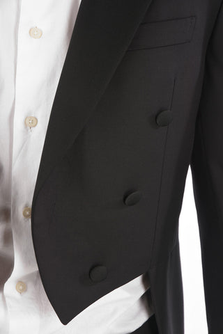 virgin wool center vent peak lapel MANTUA double breasted tail-coat