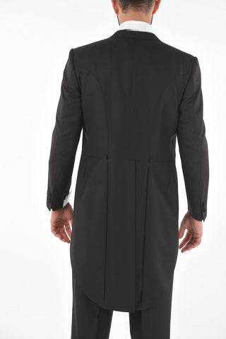 virgin wool center vent peak lapel MANTUA double breasted tail-coat