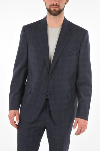 CC COLLECTION windowpane check virgin wool belt loops RIGHT 2-button suit