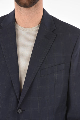 CC COLLECTION windowpane check virgin wool belt loops RIGHT 2-button suit
