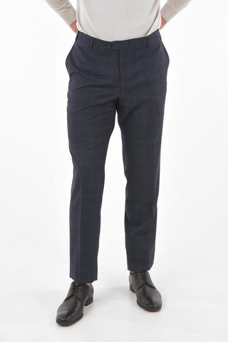 CC COLLECTION windowpane check virgin wool belt loops RIGHT 2-button suit