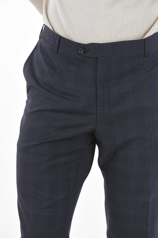 CC COLLECTION windowpane check virgin wool belt loops RIGHT 2-button suit