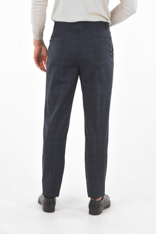 CC COLLECTION windowpane check virgin wool belt loops RIGHT 2-button suit