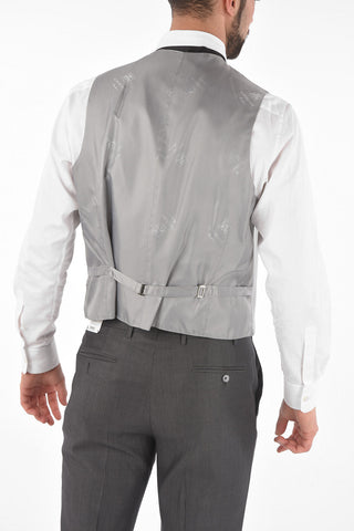 virgin wool peak lapel belt loops 3 piece waistcoat CERIM LEADER suit