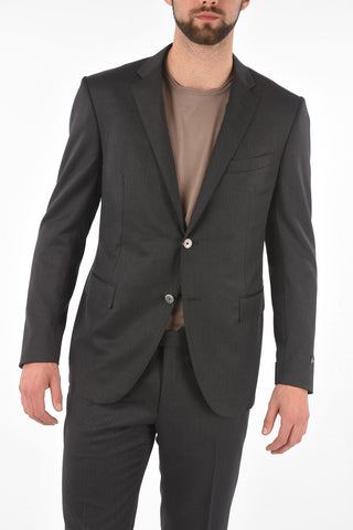 Lined Suit with Notch Lapel and Flap Pockets