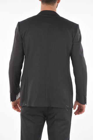 Lined Suit with Notch Lapel and Flap Pockets