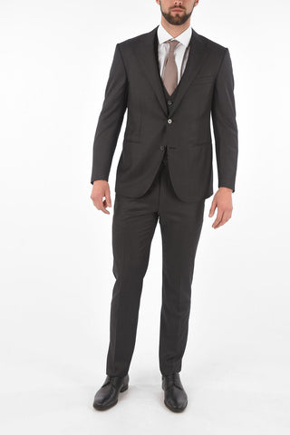 virgin wool center vent CERIM.ACADEMY 3 piece waistcoat suit