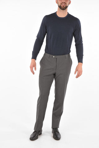 Pantaloni Slacks ACADEMY in Lana Vergine con 4 Tasche e Motivo Graph Check