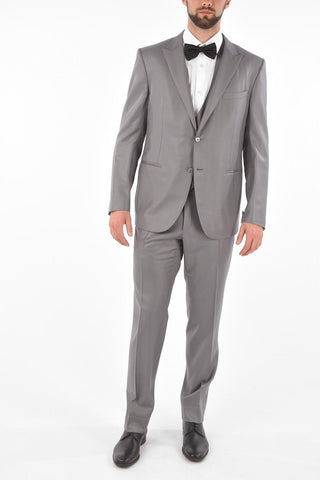 striped center vent peak lapel CERIM.ACADEMY 3 piece waistcoat suit