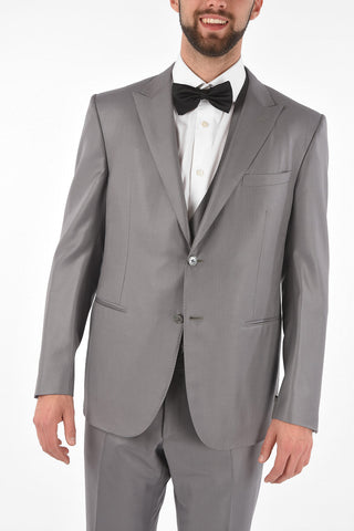 striped center vent peak lapel CERIM.ACADEMY 3 piece waistcoat suit