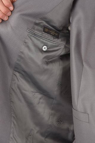 striped center vent peak lapel CERIM.ACADEMY 3 piece waistcoat suit