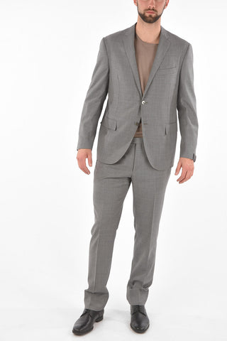 mini check virgin wool ACADEMY SOFT side vents suit
