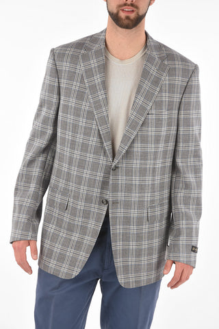 Wool Silk Flax LIFE Blazer with Glen Check Pattern