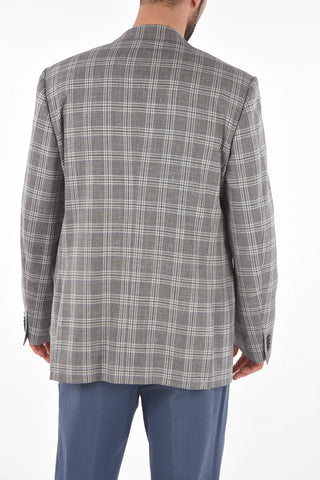 Wool Silk Flax LIFE Blazer with Glen Check Pattern