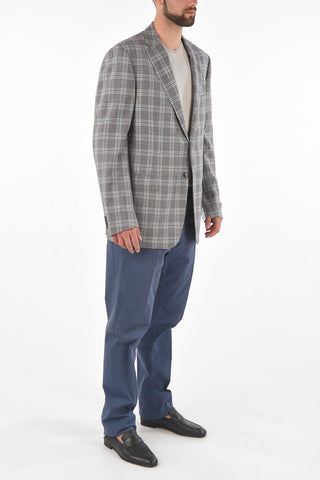 Wool Silk Flax LIFE Blazer with Glen Check Pattern