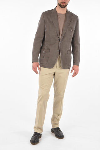 ID 3 Button Linen Blend Blazer with Patch Pocket