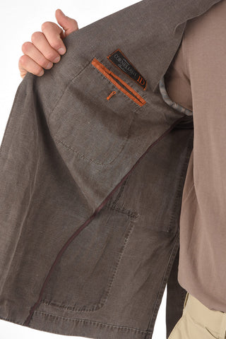 ID 3 Button Linen Blend Blazer with Patch Pocket