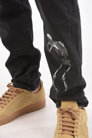 UNDERCOVER JUN TAKAHASHI 18cm printed jeans with removable waist bag
